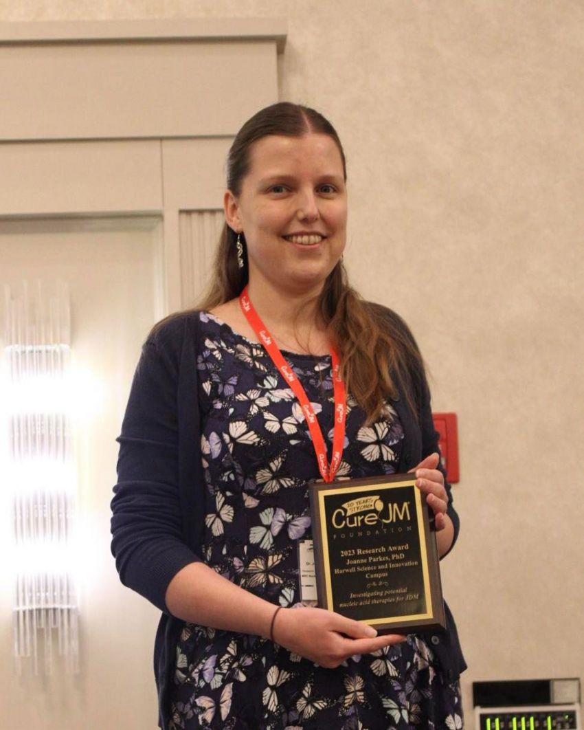 Dr Joanna Parkes presented with Cure JM Foundation 2023 Research Award