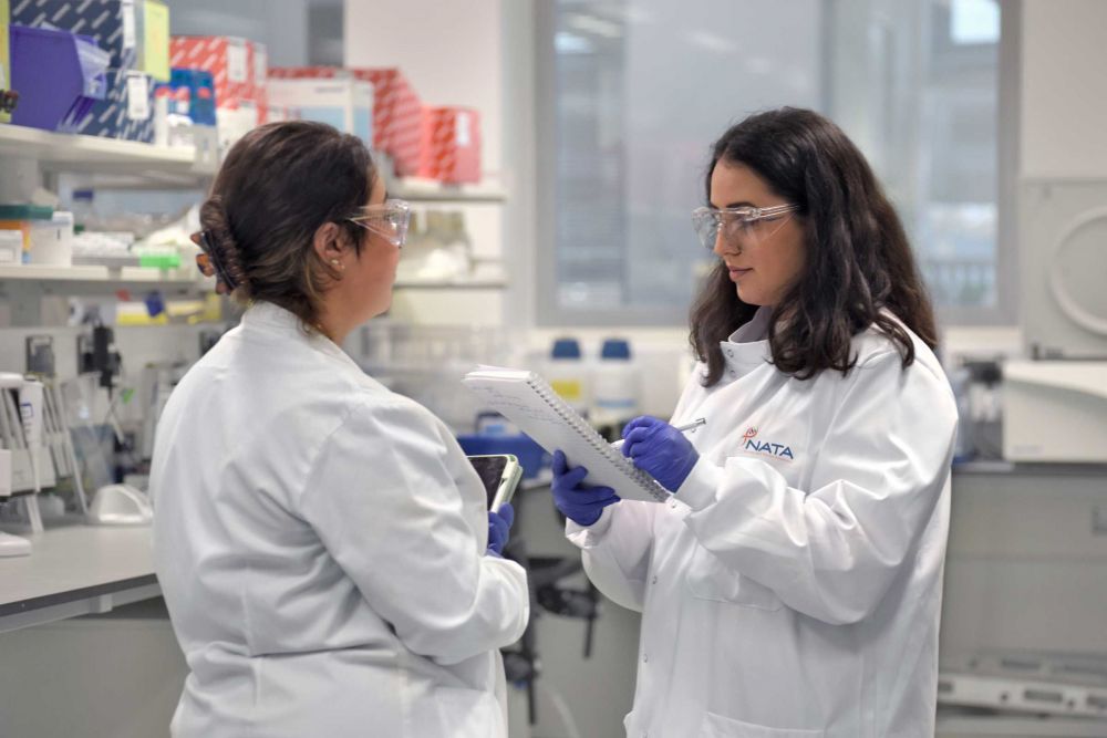 Two Scientists collaborating in the NATA laboratory in Harwell